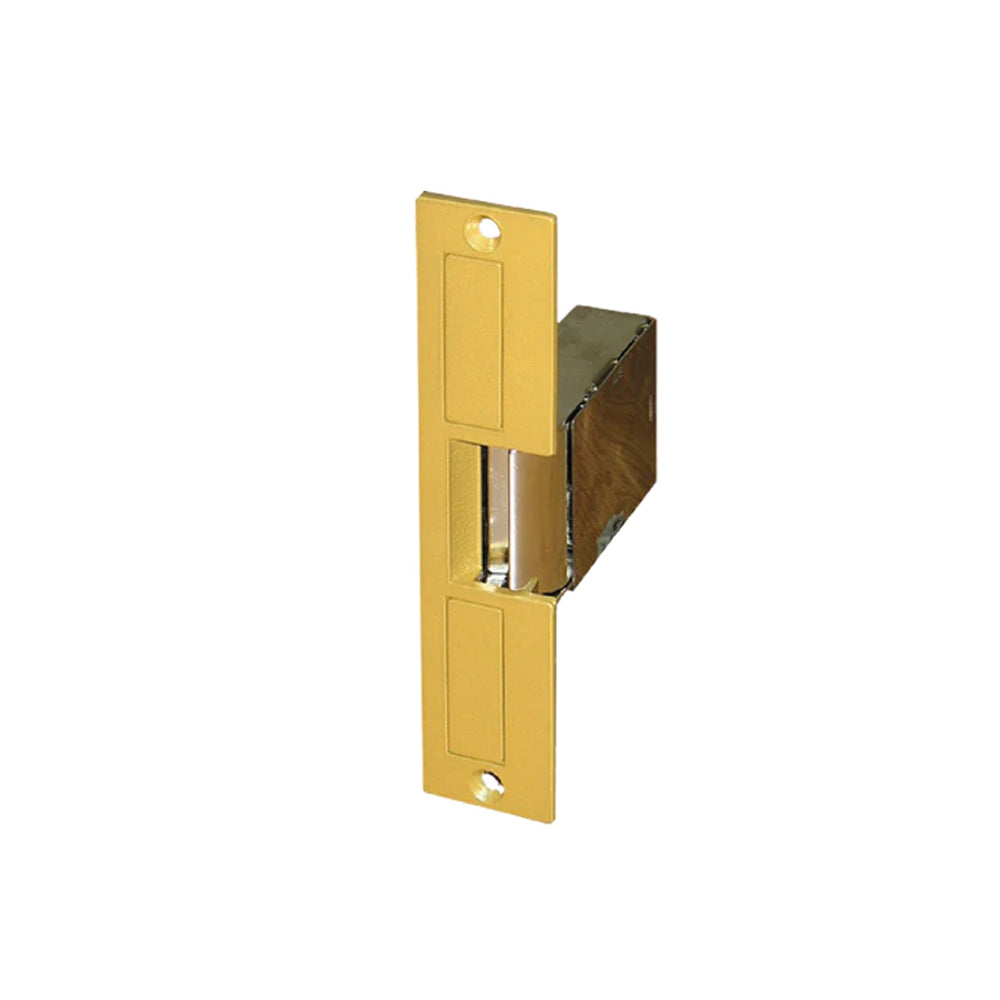 Trine - 004-24AC - Electric Strike Fail Secure 6-1/4 x 1-3/8 Faceplate - 24VAC - Brass Powder Coated