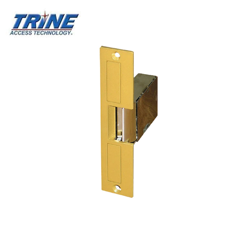 Trine - 004-24AC - Electric Strike Fail Secure 6-1/4 x 1-3/8 Faceplate - 24VAC - Brass Powder Coated