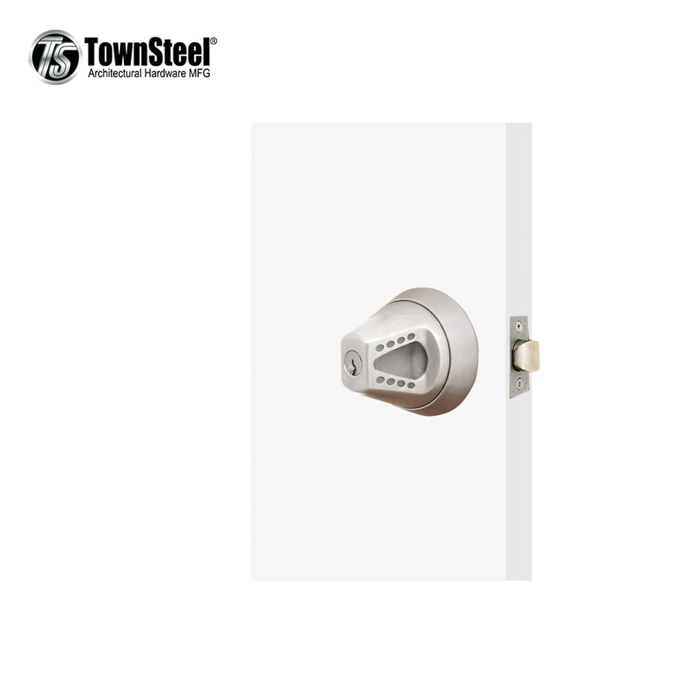 TownSteel - CRX-K - Heavy Duty Anti-Ligature Knob ANSI Grade 1 Cylindrical Lockset - Schlage C Keyway - Entry (81) Keyed Single Cylinder Knobs - Grade 1 - Satin Stainless Steel-630