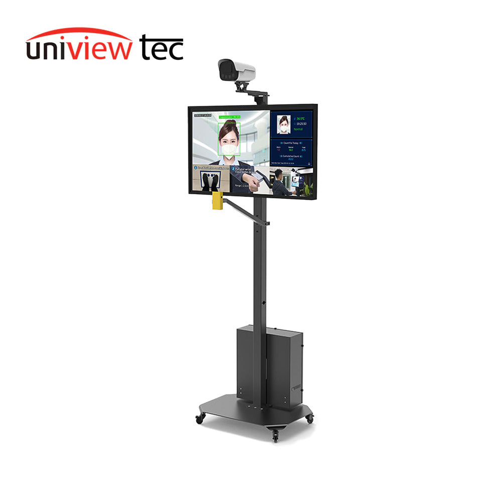 Uniview Tec Terminal, Wrist IR Temp, 0.1C, 2MP, Face Capture, 32 LED Monitor, Floor Stand, DVR Temperature Measurement Kit