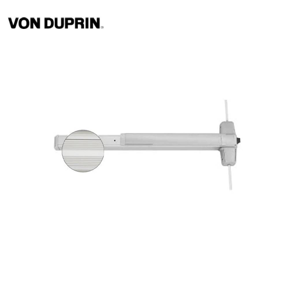 Von Duprin - 9927EO - Surface Vertical Rod Exit Device - Wide Stile Pushpad - 48 Fire Rated Device - Exit Only - Less trim - Satin Chrome Finish - Less Bottom Rod - Grade 1