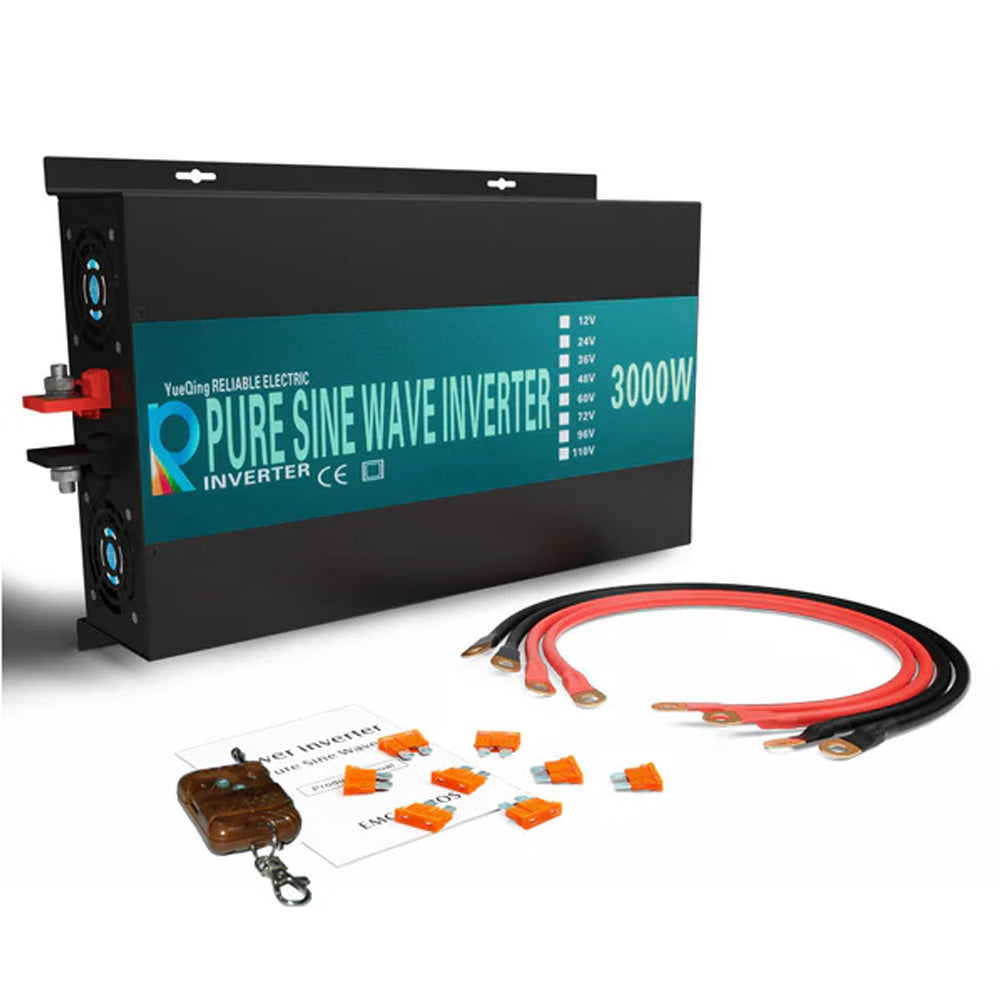 RBP - 3000W Power Inverter 12VDC, 24VDC and 48VDC to 120VAC Pure Sine Wave High Frequency Off Grid Solar Inverter