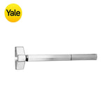 Yale - 7100F - Rim Exit Panic Bar Device - Wide Stile Pushpad - 36 Fire-rated - Less Dogging - Grade 1 - 630 (Satin Stainless Steel Finish)