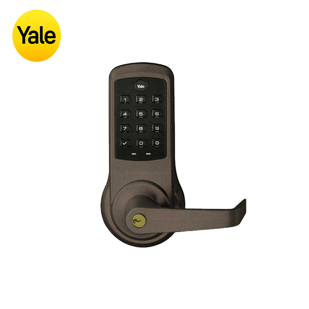 Yale - NexTouch - Commercial Electronic Keypad Cylindrical Lock with Augusta Lever and Capacitive Touchscreen Schlage 'C' Keyway - 2-3/4 Backset - Grade 1 - 613E (Dark Oxidized Satin Bronze) (Discontinued)