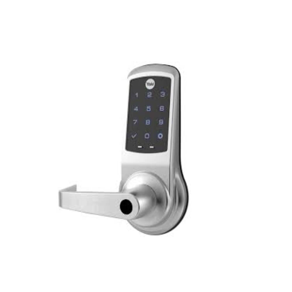 Yale - NexTouch - Commercial Electronic Keypad Cylindrical Lock with Augusta Lever and Capacitive Touchscreen - Less Conventional Cylinder - 2-3/4 Backset - Grade 1 - 626 (Satin Chrome)