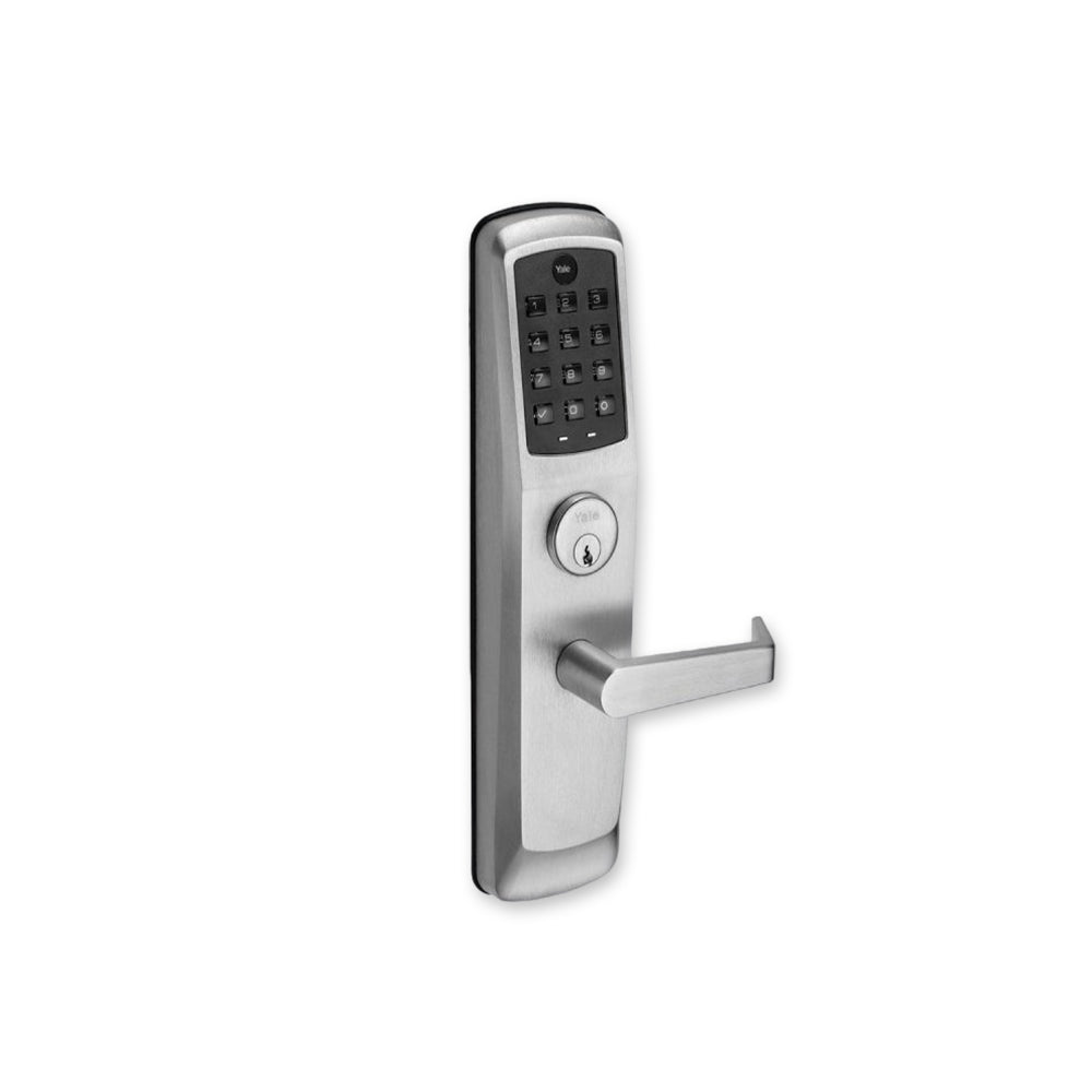 Yale - NexTouch - Commercial Pushbutton Keypad Exit Trim Lock with Augusta Lever and Conventional Cylinder - Grade 1 - 626 (Satin Chrome) (Discontinued)