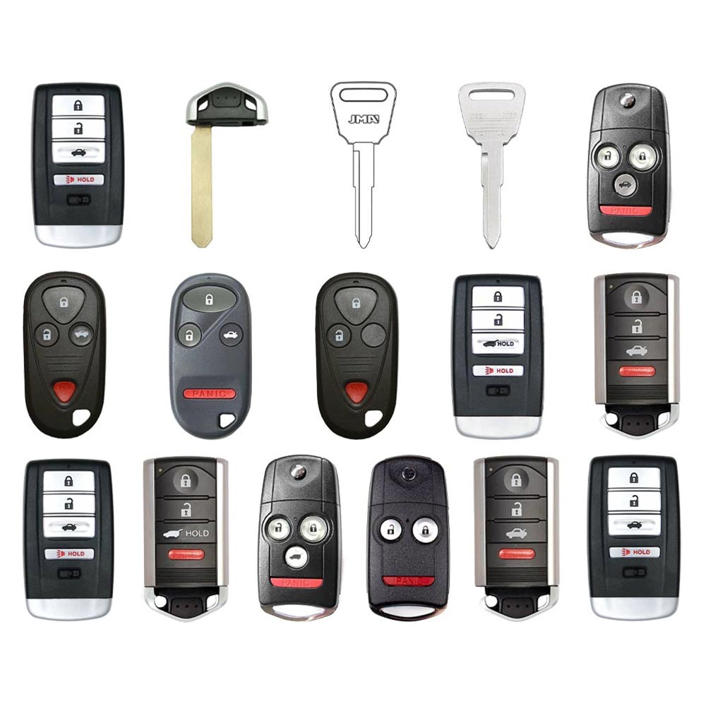 AKS KEYS Aftermarket Starter Pack with 20 Acura Remotes, Shells, Key Blanks and Blades