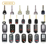 AKS KEYS Aftermarket Starter Pack with 30 Honda Acura Remotes, Shells, Key Blanks, Blades and Transponder Keys