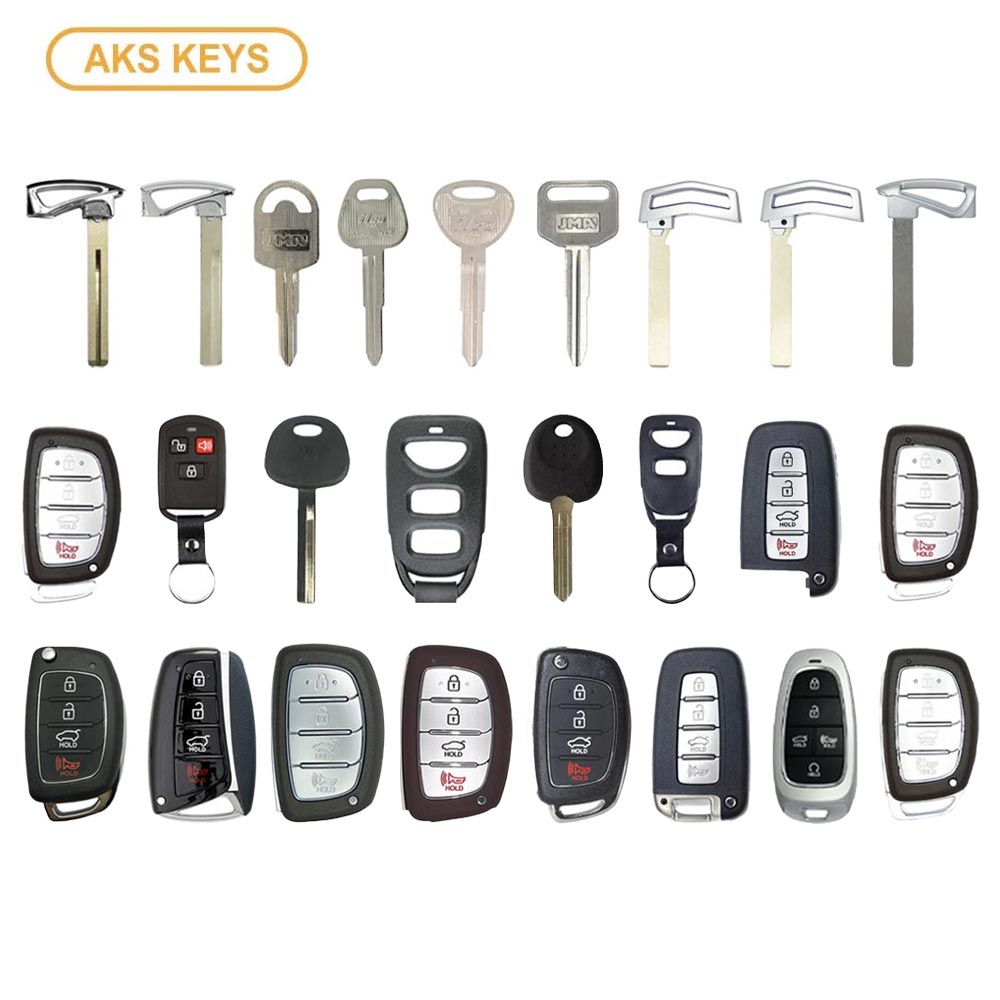 AKS KEYS Aftermarket Starter Pack with 30 Hyundai Remotes, Shells, Key Blanks, Blades and Transponder Keys