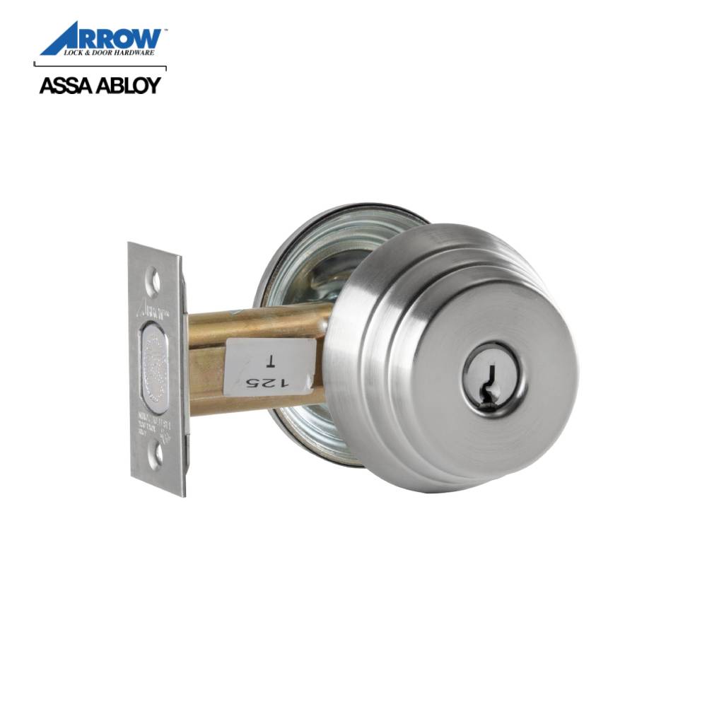 Arrow - E61-26D - Single Cylinder Deadlock - 2 3/8 Backset - Field Reversible - Satin Chrome Finish - Grade 2