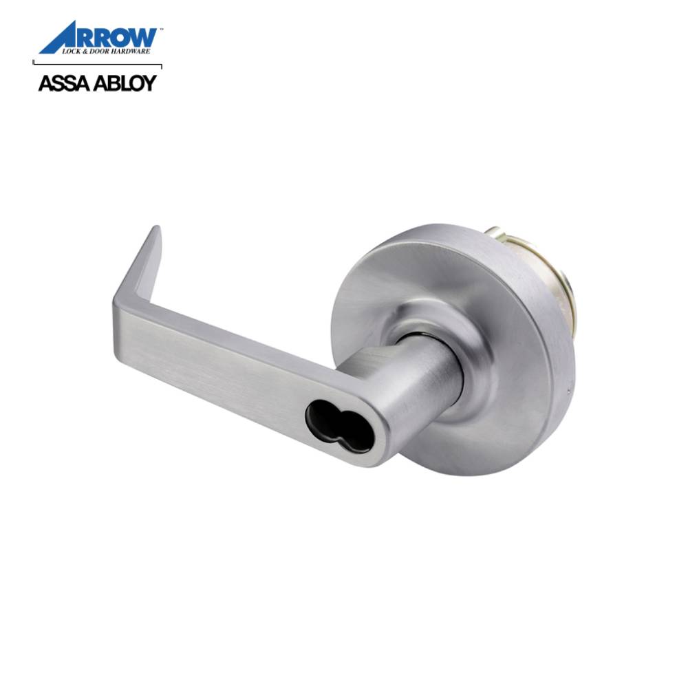 Arrow - SRX82-26D-IC - Exit Device Trim - Sierra Lever with Rose - SFIC Less Core - Storeroom Function - Satin Chrome Finish - Non-Handed