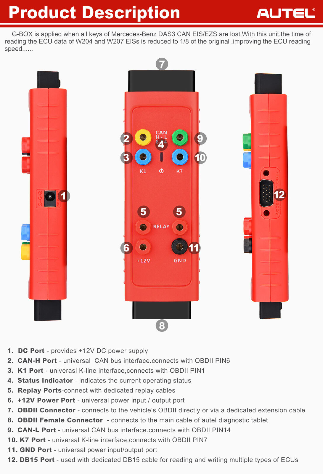 Autel G-BOX2 Key Programming Adapter for Mercedes and BMW Vehicle for Autel IM508 / IM608