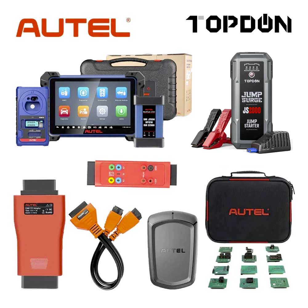 Autel MaxiIM IM608 PRO II Key Programmer Bundle with G-BOX3, APB112, IMKPA, CAN FD Adapter and Chrysler 12+8 Adaptor and JumpSurge2000