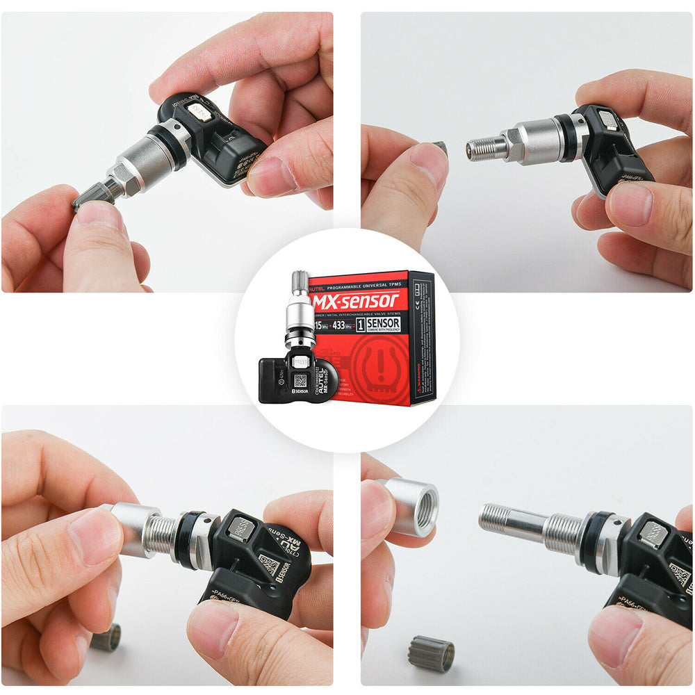 Autel MX-Sensor 433/315MHz Universal Programmable Fixed TPMS Sensor Rubber and Metal Valve