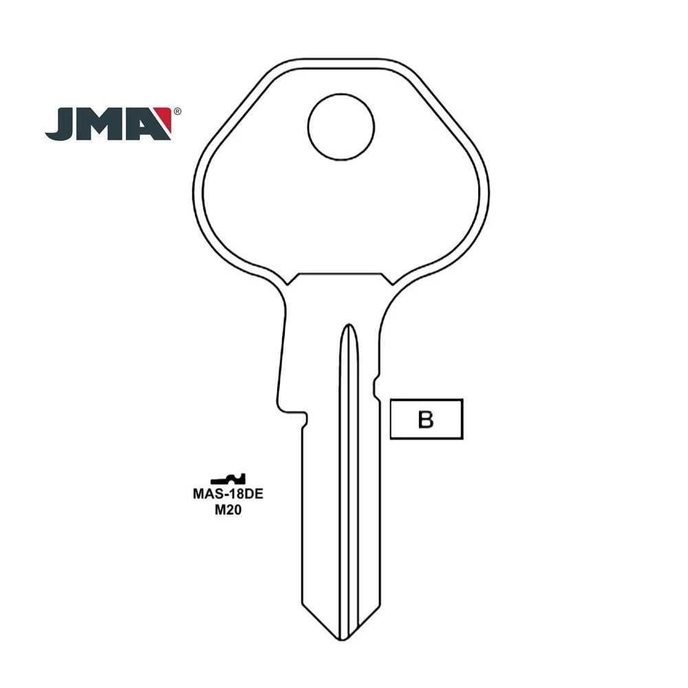 1092-6000 Master Padlock Key Blank - M20 / MAS-18DE