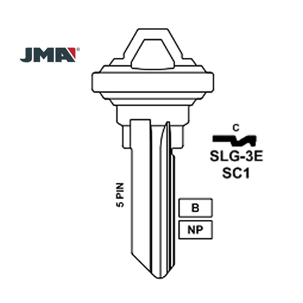 1145 5-Pin Schlage Key Blank - Brass - SC1 BR / SLG-3E-BR