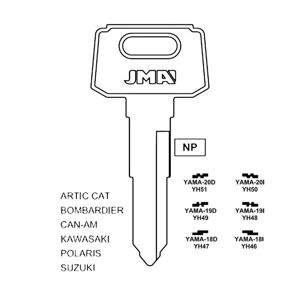 JMA YAMA-19I / YH48 / X117 Yamaha Motorcycle Key Blank