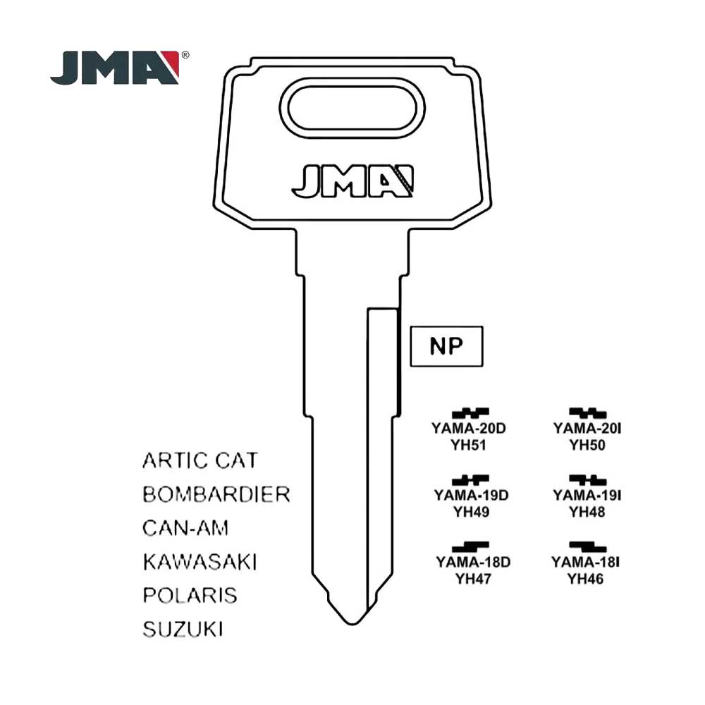 JMA YAMA-19I / YH48 / X117 Yamaha Motorcycle Key Blank