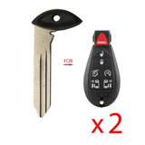 2008 - 2018 Chrysler Dodge Jeep Fobik Emergency Key (2 Pack)