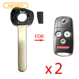 2007 - 2013 Acura Remote Flip Key With Chip (2 Pack)