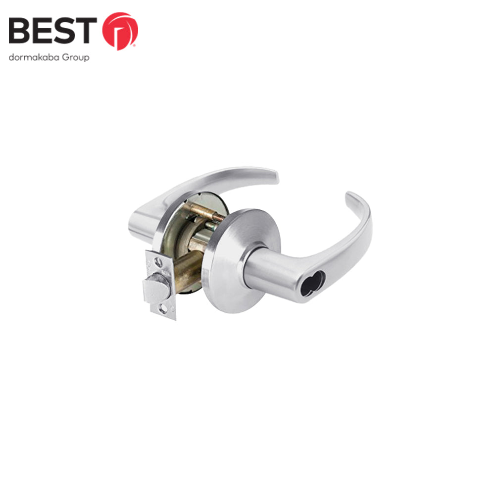 BEST - 9K37AB16KSTK611 - Entrance Cylindrical Lock - 16 Lever with 2-3/4 ANSI Strike and SFIC Less Core - Grade 1 - 626 (Satin Chrome)