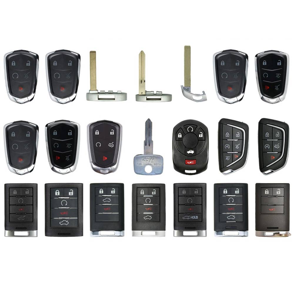 AKS KEYS Aftermarket Starter Pack with 25 Cadillac Remotes, Shells, Key Blanks and Blades