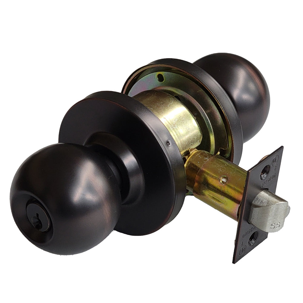 ECS HARDWARE - Commercial Door Knob Set - 2-3/4 Standard Backest - Oil Rubbed Bronze - Entrance - Grade 2