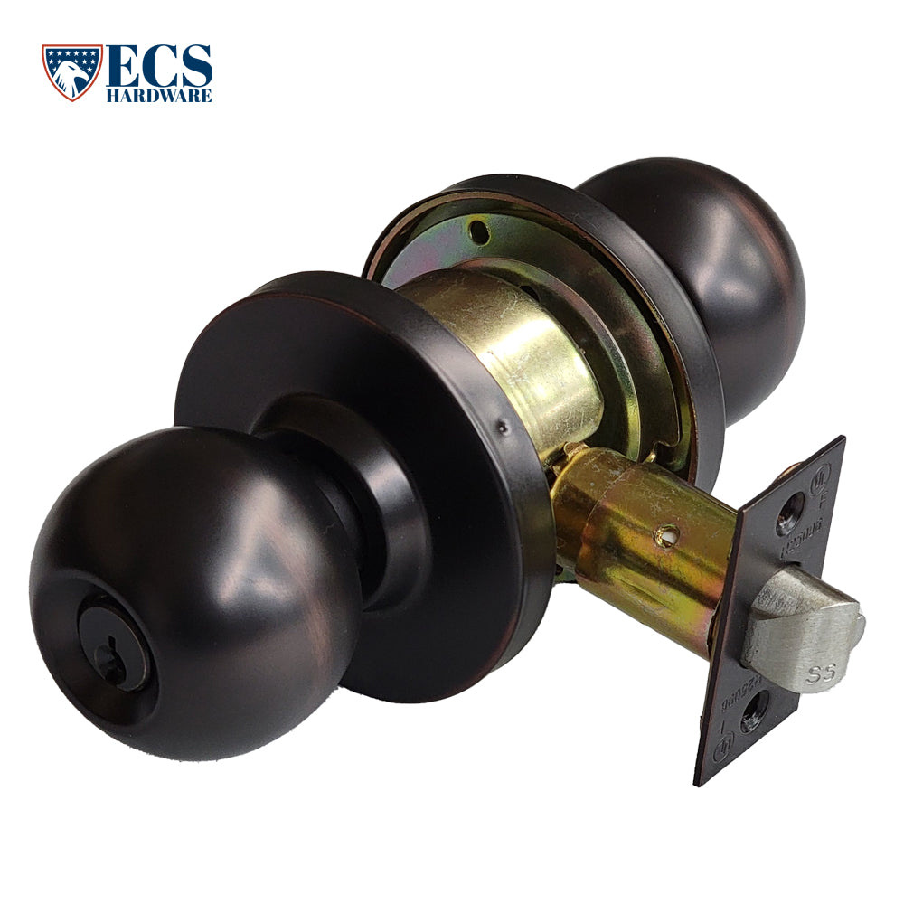 ECS HARDWARE - Commercial Door Knob Set - 2-3/4 Standard Backest - Oil Rubbed Bronze - Entrance - Grade 2