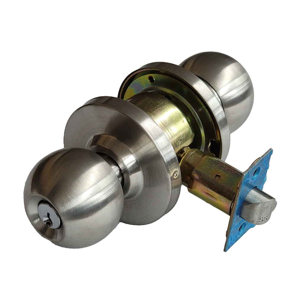 ECS HARDWARE - Commercial Door Knob Set - 2-3/4 Standard Backest - Satin Chrome - Institutional - Grade 2