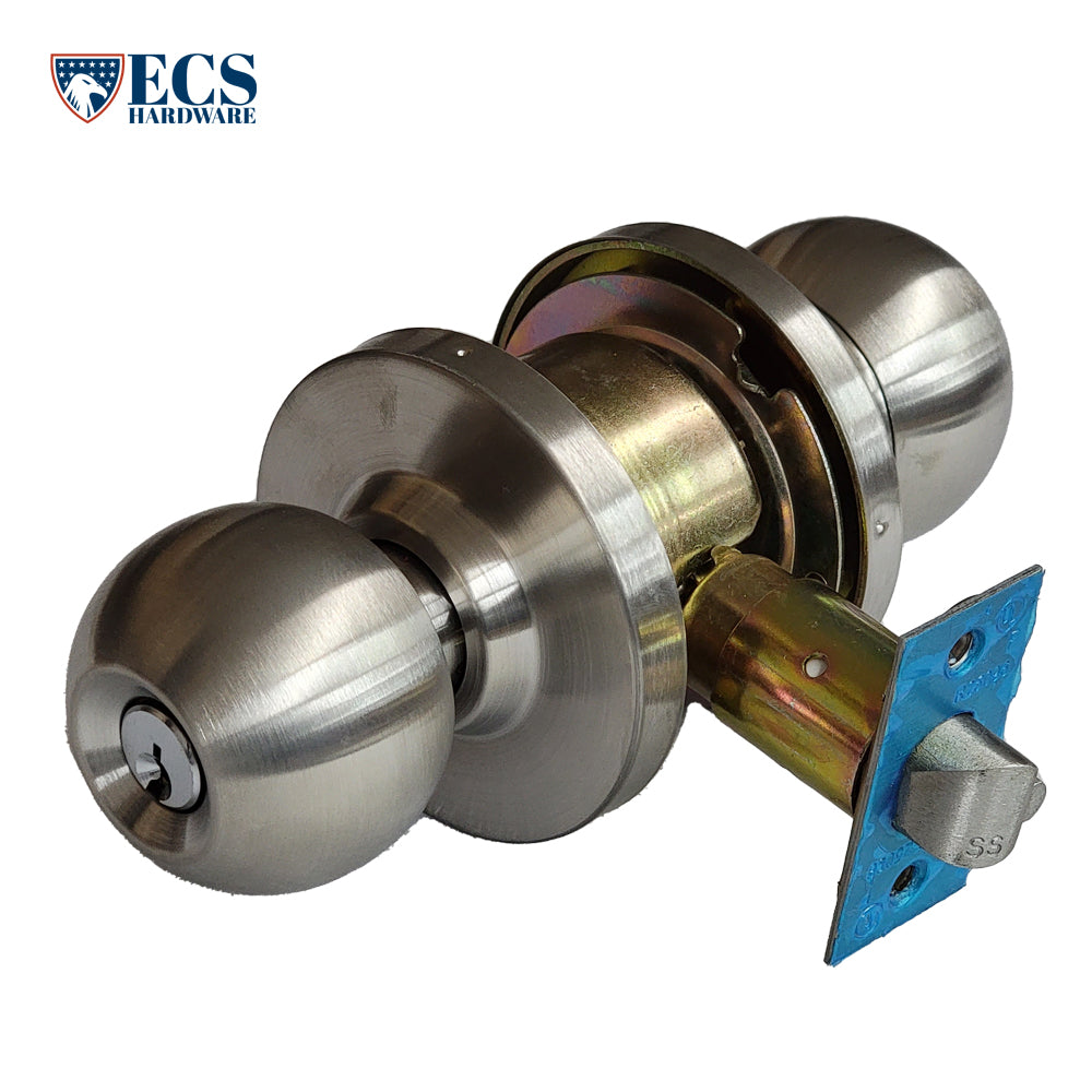 ECS HARDWARE - Commercial Door Knob Set - 2-3/4 Standard Backest - Satin Chrome - Storeroom - Grade 2