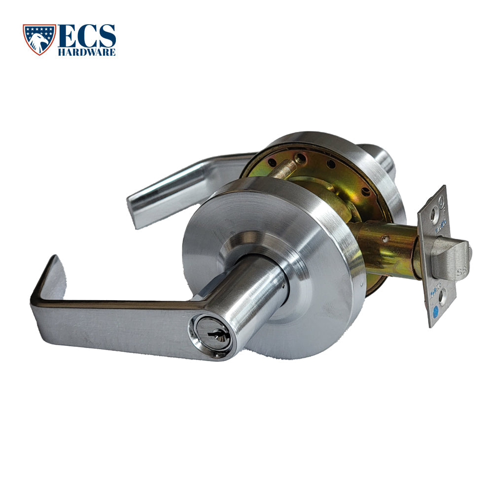 ECS HARDWARE - Commercial Lever Set Handle - Double Sided - 2-3/4 Standard Backset - Satin Chrome - Institutional - Grade 2