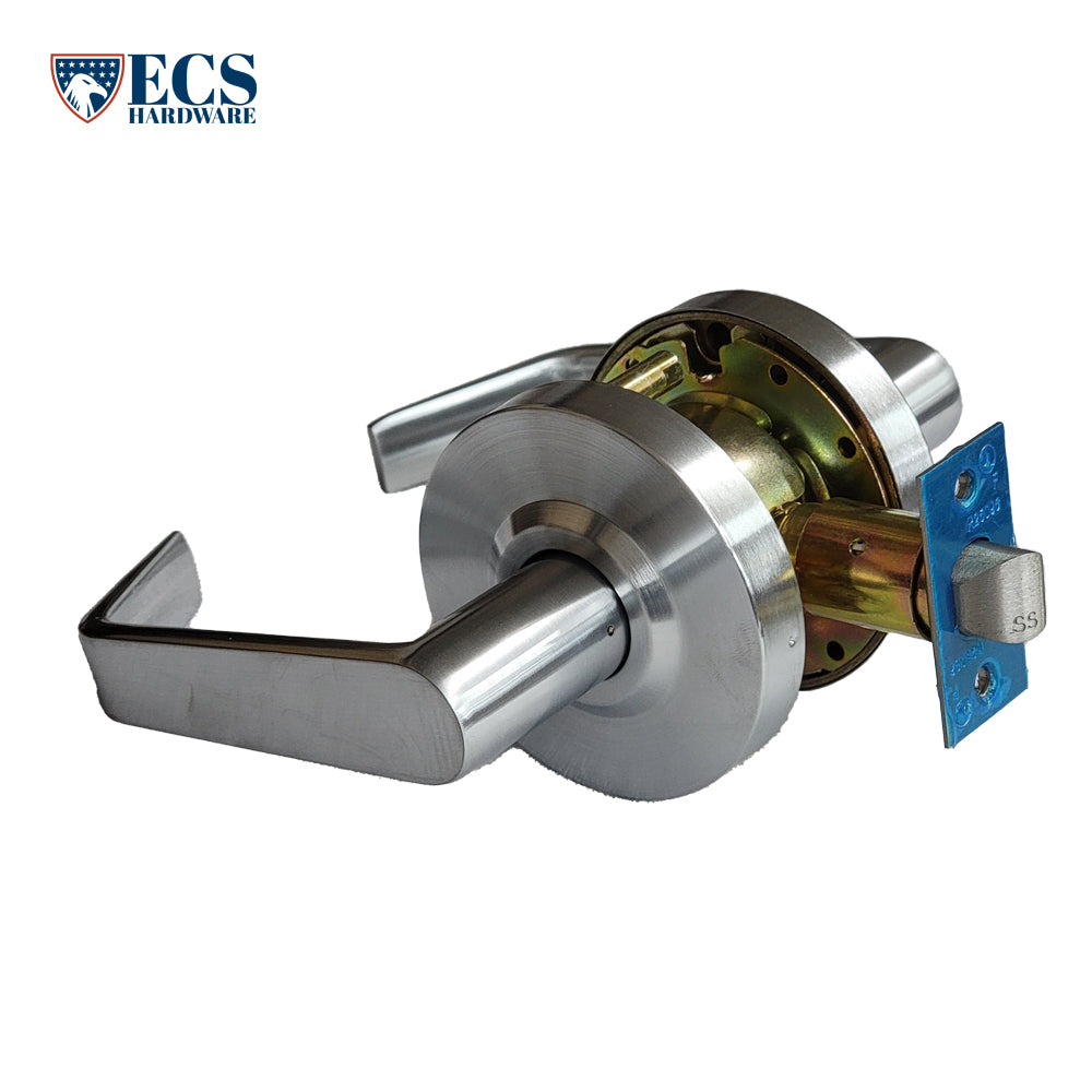 ECS HARDWARE - Commercial Lever Set Handle - 2-3/4 Standard Backset - Satin Chrome - Passage - Grade 2