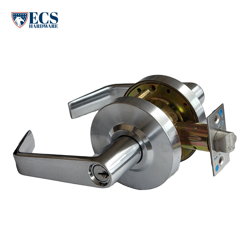 ECS HARDWARE - Commercial Lever Set Handle - 2-3/4 Standard Backset - Satin Chrome - Storeroom - Grade 2