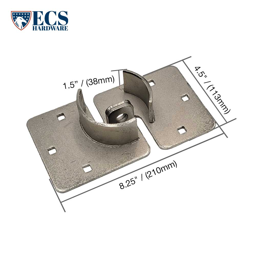 ECS HARDWARE - Round Hockey Puck Lock Hasp - 8 1/4" - Nickel Plated