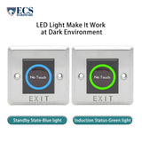 ECS HARDWARE - Touchless LED - Door Infrared Sensor Exit Button Switch (NT-86)  Stainless Steel - 12VDC