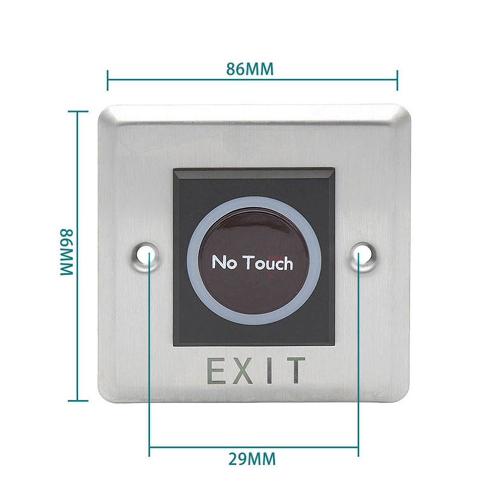 ECS HARDWARE - Touchless LED - Door Infrared Sensor Exit Button Switch (NT-86)  Stainless Steel - 12VDC