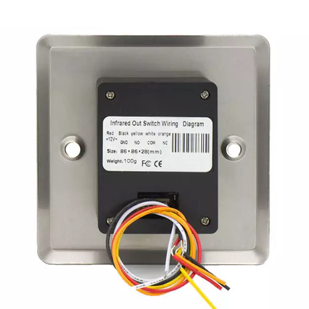 ECS HARDWARE - Touchless LED - Door Infrared Sensor Exit Button Switch (NT-86)  Stainless Steel - 12VDC