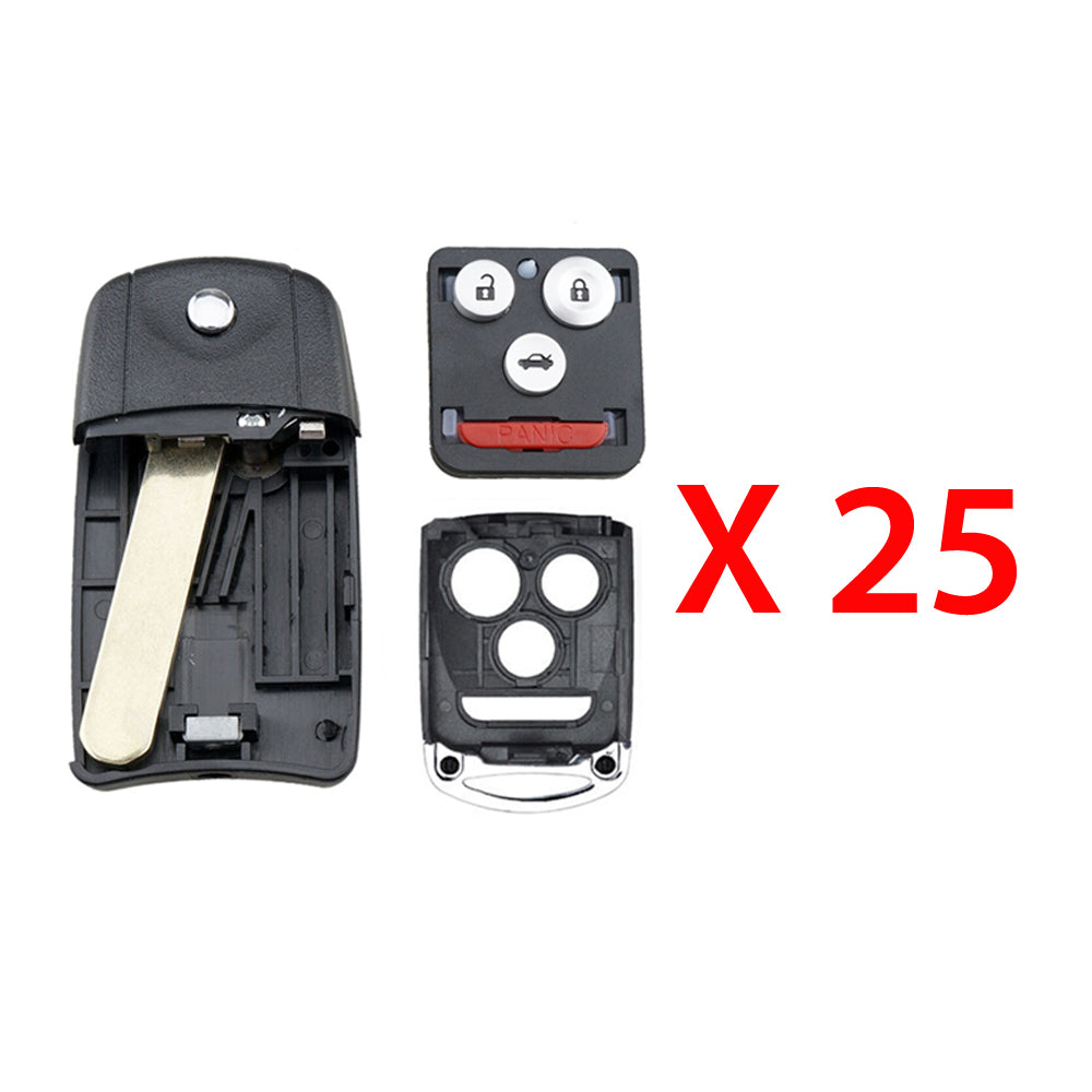 2007 - 2014 Acura Remote Flip Key Shell 4 Buttons (25 Pack)