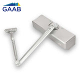 GAAB R402-00 Standard Door Closer Heavy Duty Adjustable Arm Plastic Cover Satin Stainless - Fire Rated