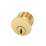 GMS Mortise Cylinder - 1-1/8" - 5-Pin - US3 - Polished Brass - SC1 - (Keyed Alike In Pairs)