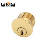 GMS Mortise Cylinder - 1-1/8" - 5-Pin - US3 - Polished Brass - SC1 - (Keyed Alike In Pairs)