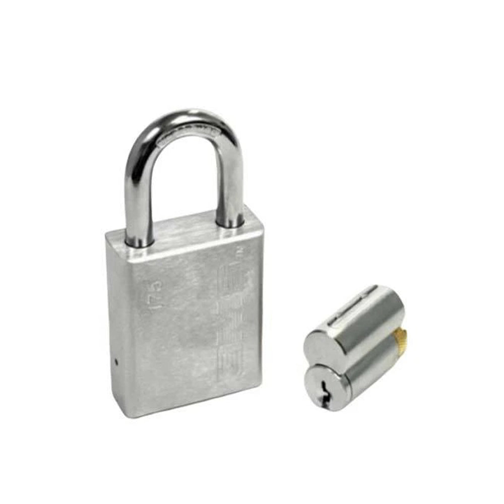 GMS P175 Standard Padlock w/ Rekeyable Cylinder - 1-3/4 Body - 1 Shackle Length - Schlage C - SC1 Keyway - US26D Satin Chrome - OB Keying