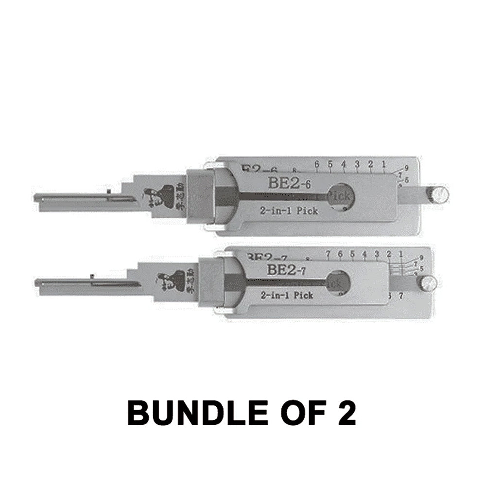 Original Lishi Anti Glare 2-in-1 Pick BEST A Residential BE2 / 6-Pin & 7-Pin Bundle of 2 Pcs