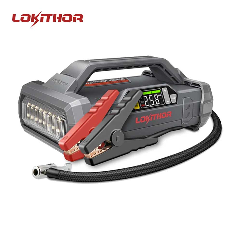 LOKITHOR JA302 2500A Lithium Jump Starter with 150PSI Air Compressor LED Flashlight for Passenger Car