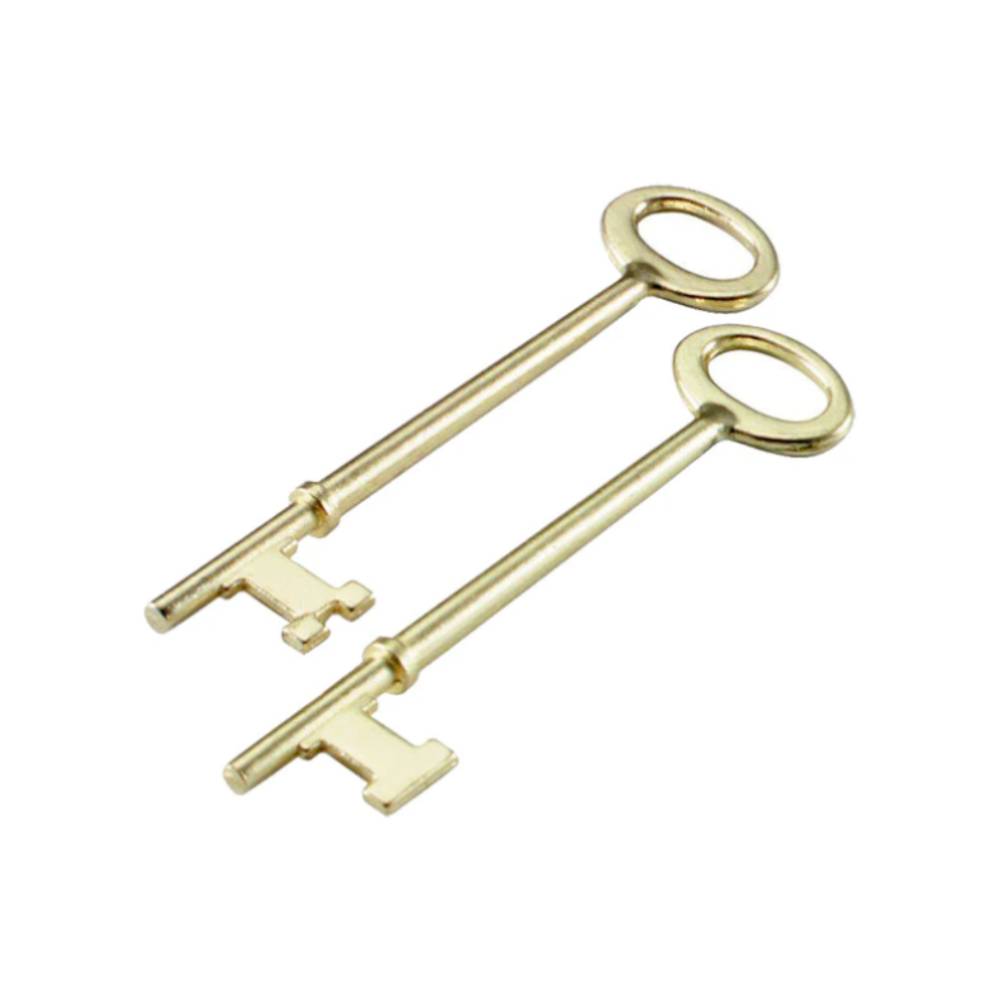 Lucky Line - 87202 - Skeleton Key Flat & Notch Tip - Brass Plated - 2 Pack