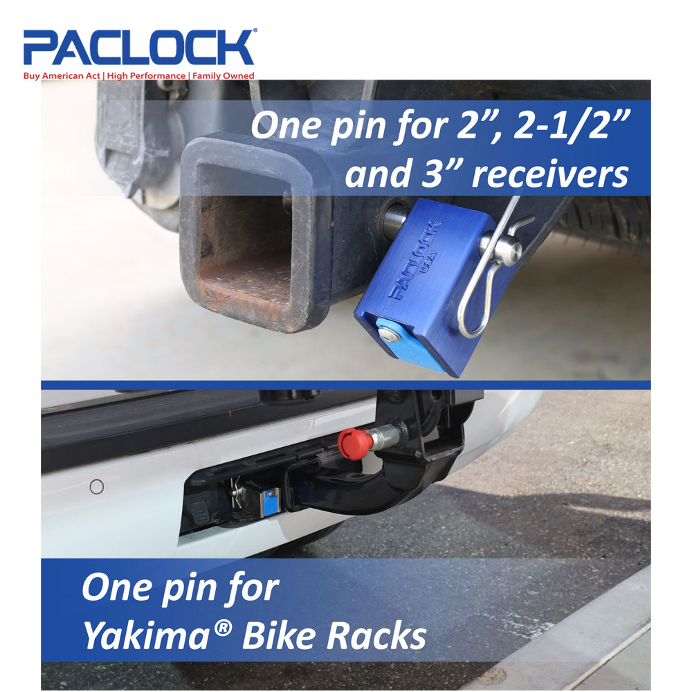 PACLOCK Locking Hitch Pin Kit for 2″, 2.5″, 3″ and Yakima Bike Racks “KT-UCS-80A-250-YK-1” Series