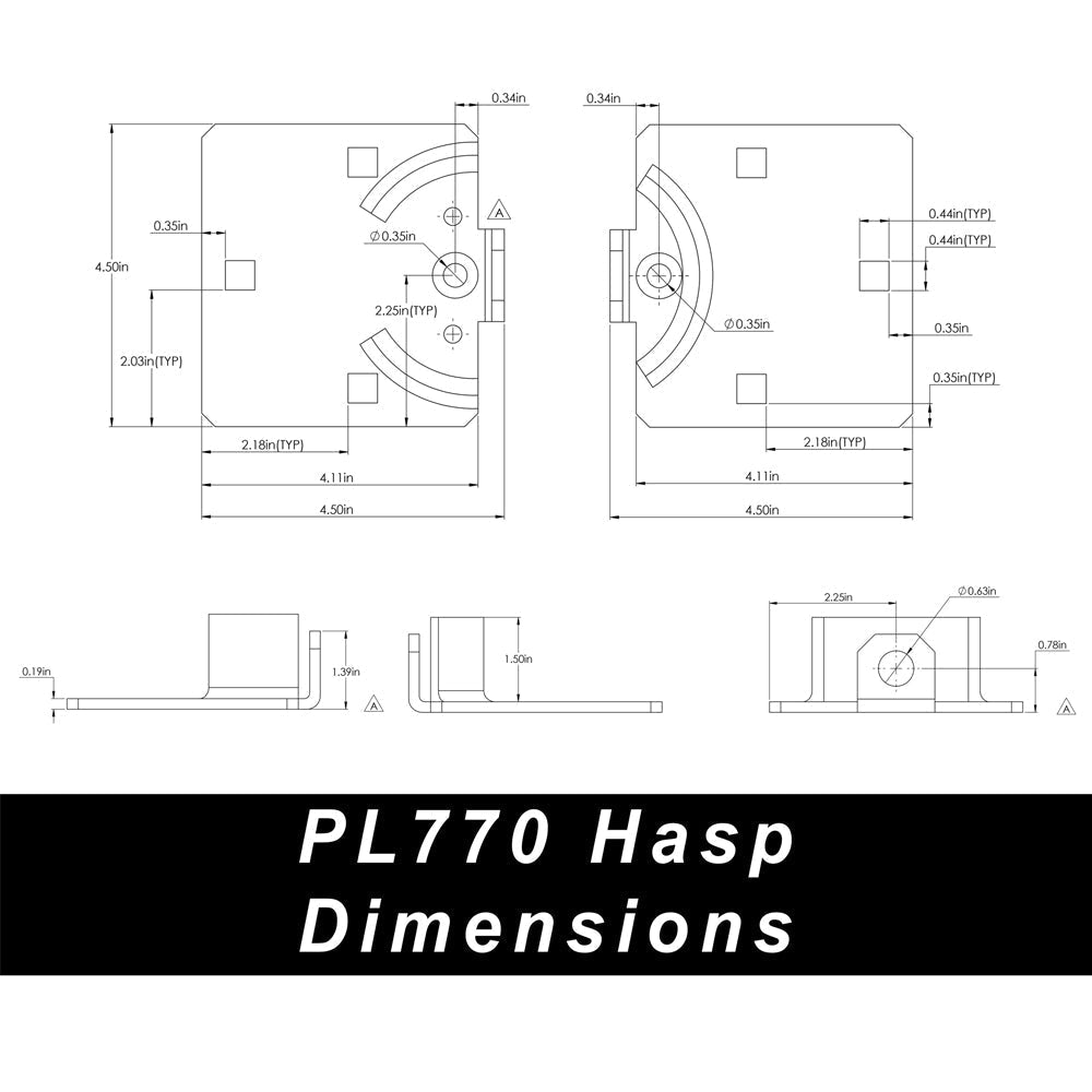 PACLOCK Double-Coated Steel Barn-Door-Style Hasp “PL770” Series