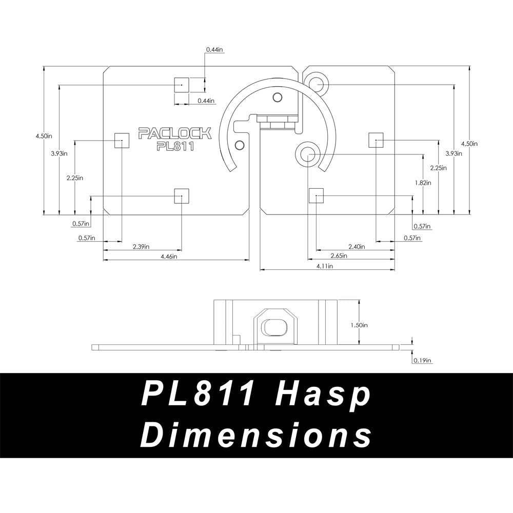 PACLOCK Double-Coated Steel Right-Door-Style Hasp “PL811” Series