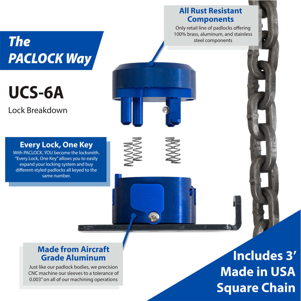 PACLOCK Aluminum Chain Locking System for 8mm Chain “UCS-6A” Series