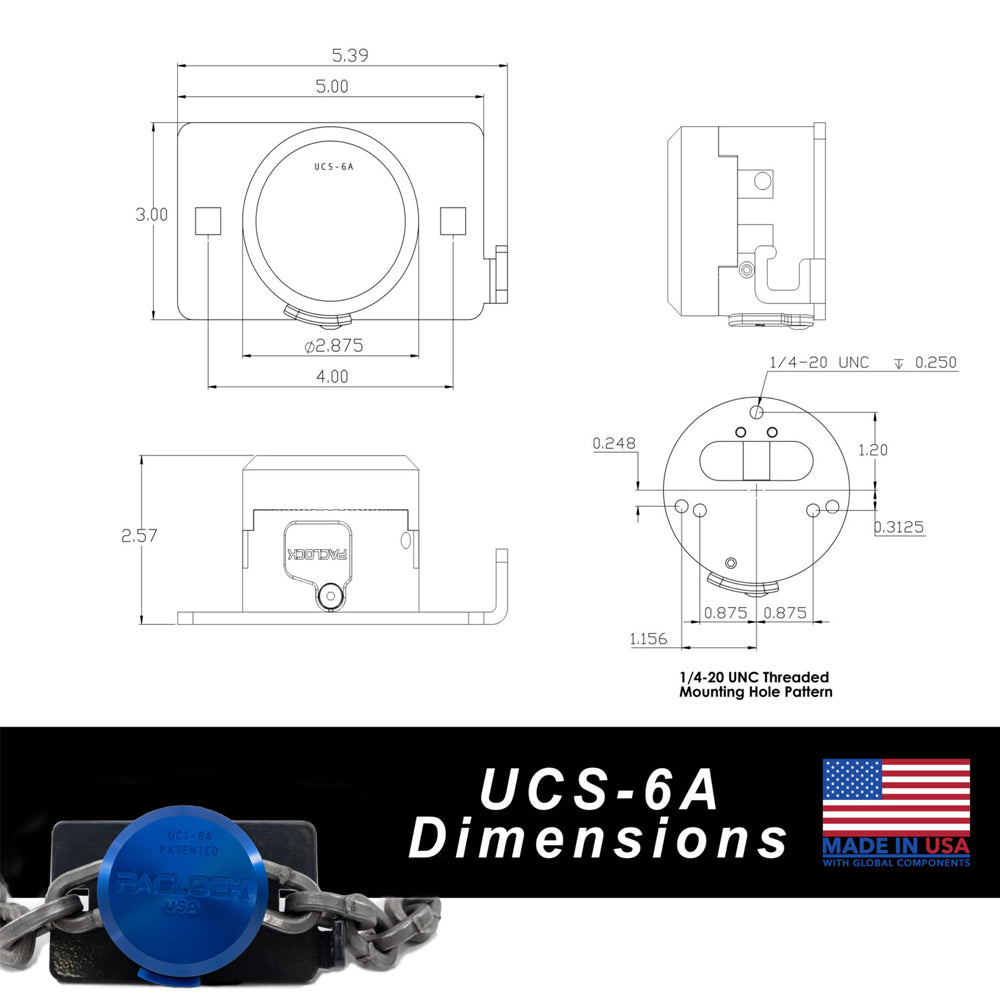 PACLOCK Aluminum Chain Locking System for 8mm Chain “UCS-6A” Series